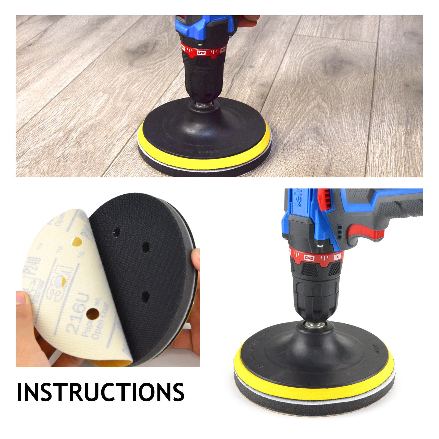 6 inch 6 holes yellow aluminum oxide hook & loop sanding discs