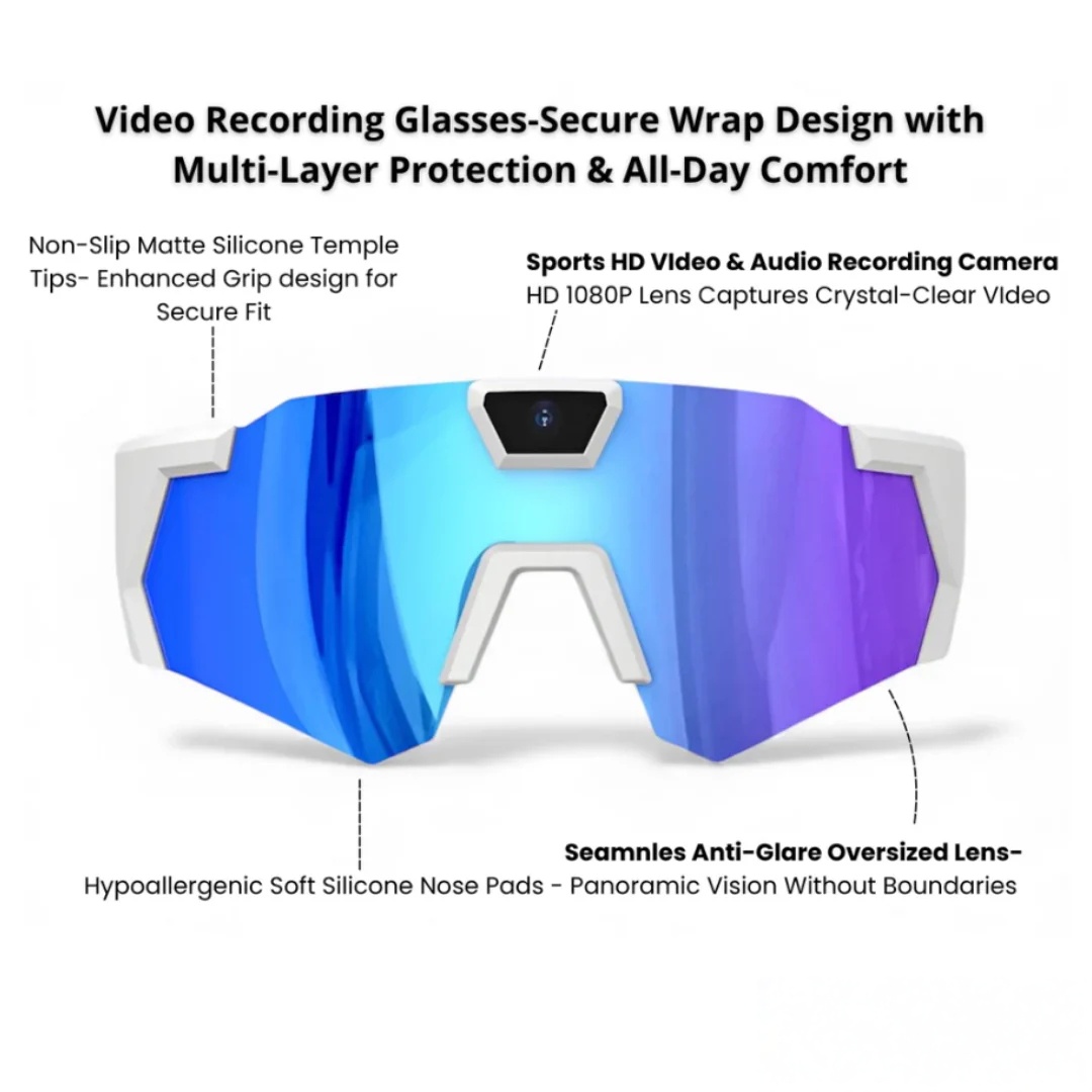 Video Recording Wrap Sunglasses with Photo Mode