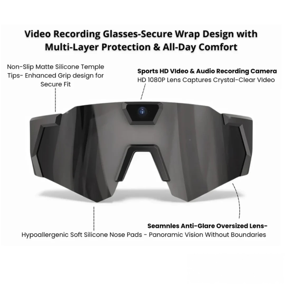 Video Recording Wrap Sunglasses with Photo Mode