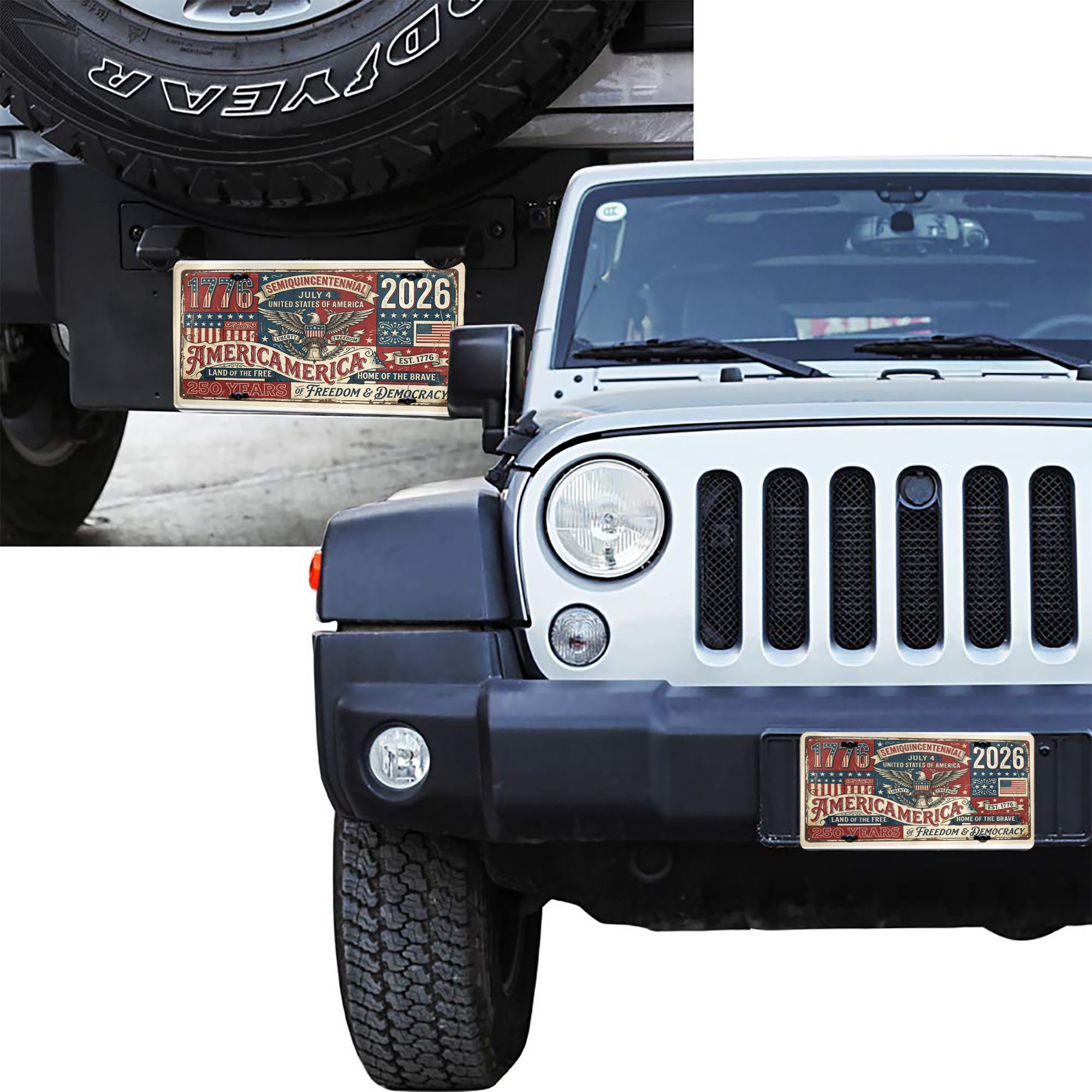 America 250th Anniversary License Plate, 1776-2026 Patriotic Aluminum Vanity Plate