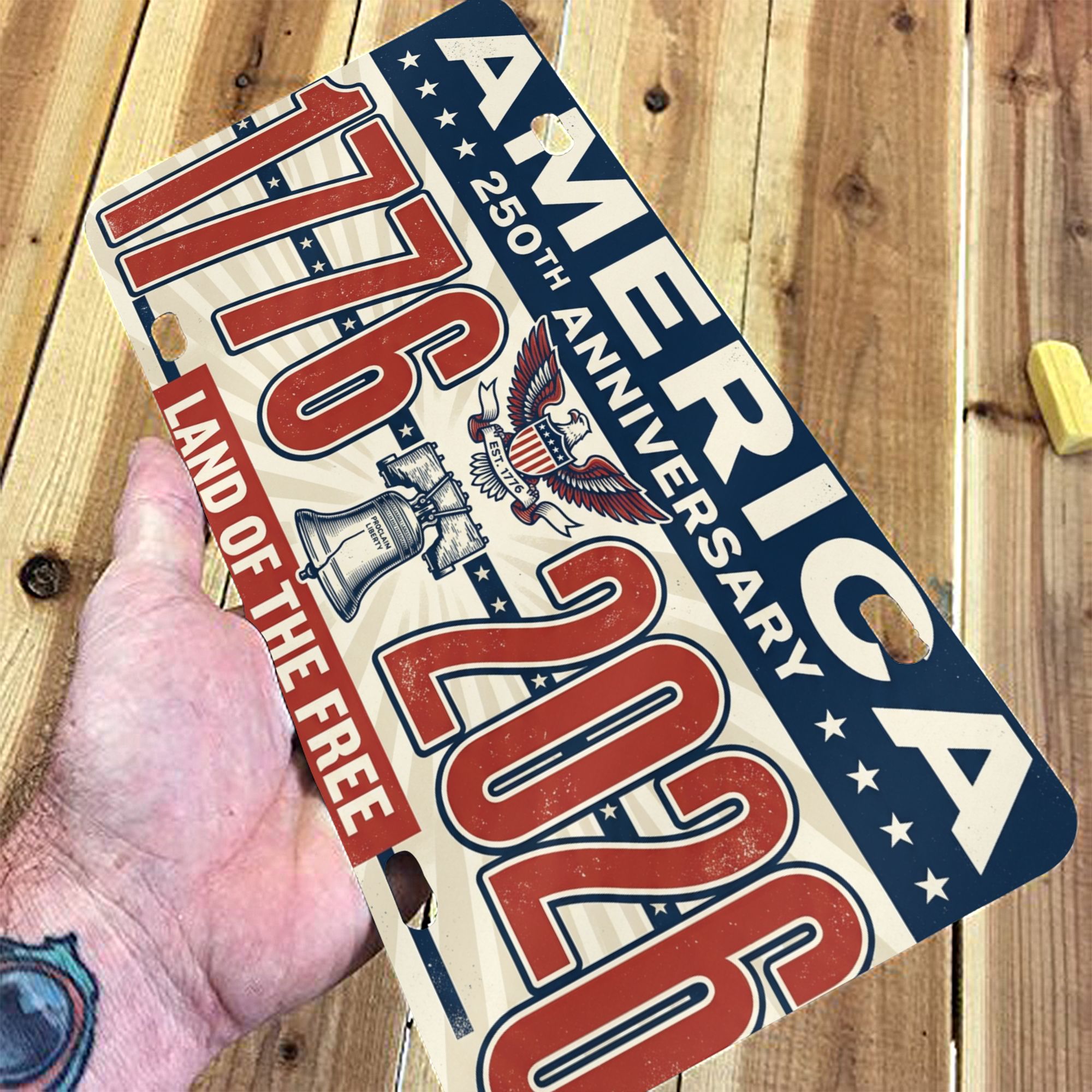 America 250th Anniversary License Plate, 1776-2026 Patriotic Aluminum Vanity Plate