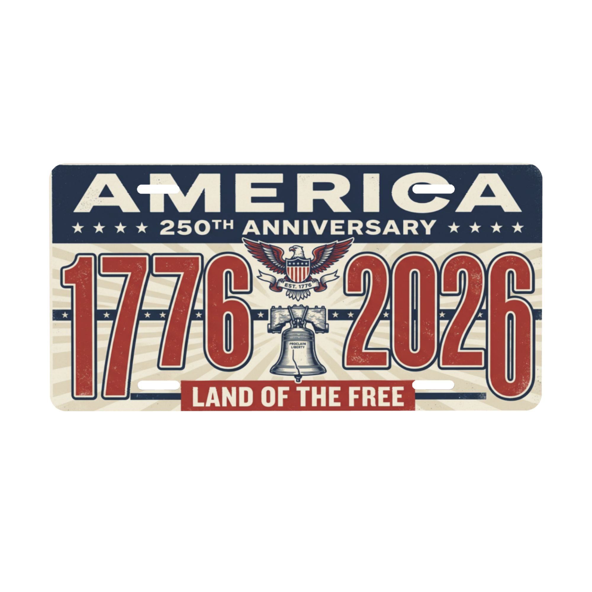 America 250th Anniversary License Plate, 1776-2026 Patriotic Aluminum Vanity Plate