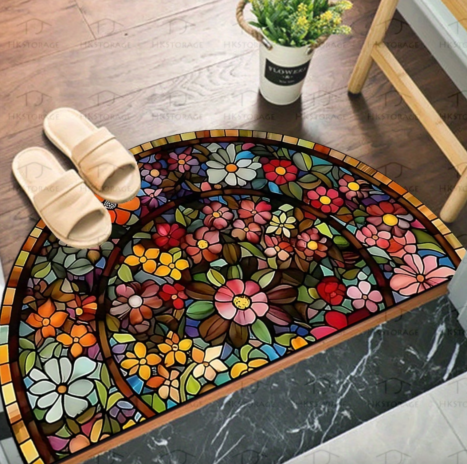 Bloomosaic™ - Stained Glass-Inspired Floral Entry Mat