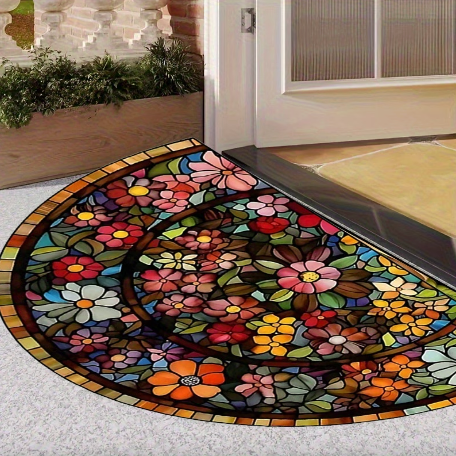 Bloomosaic™ - Stained Glass-Inspired Floral Entry Mat