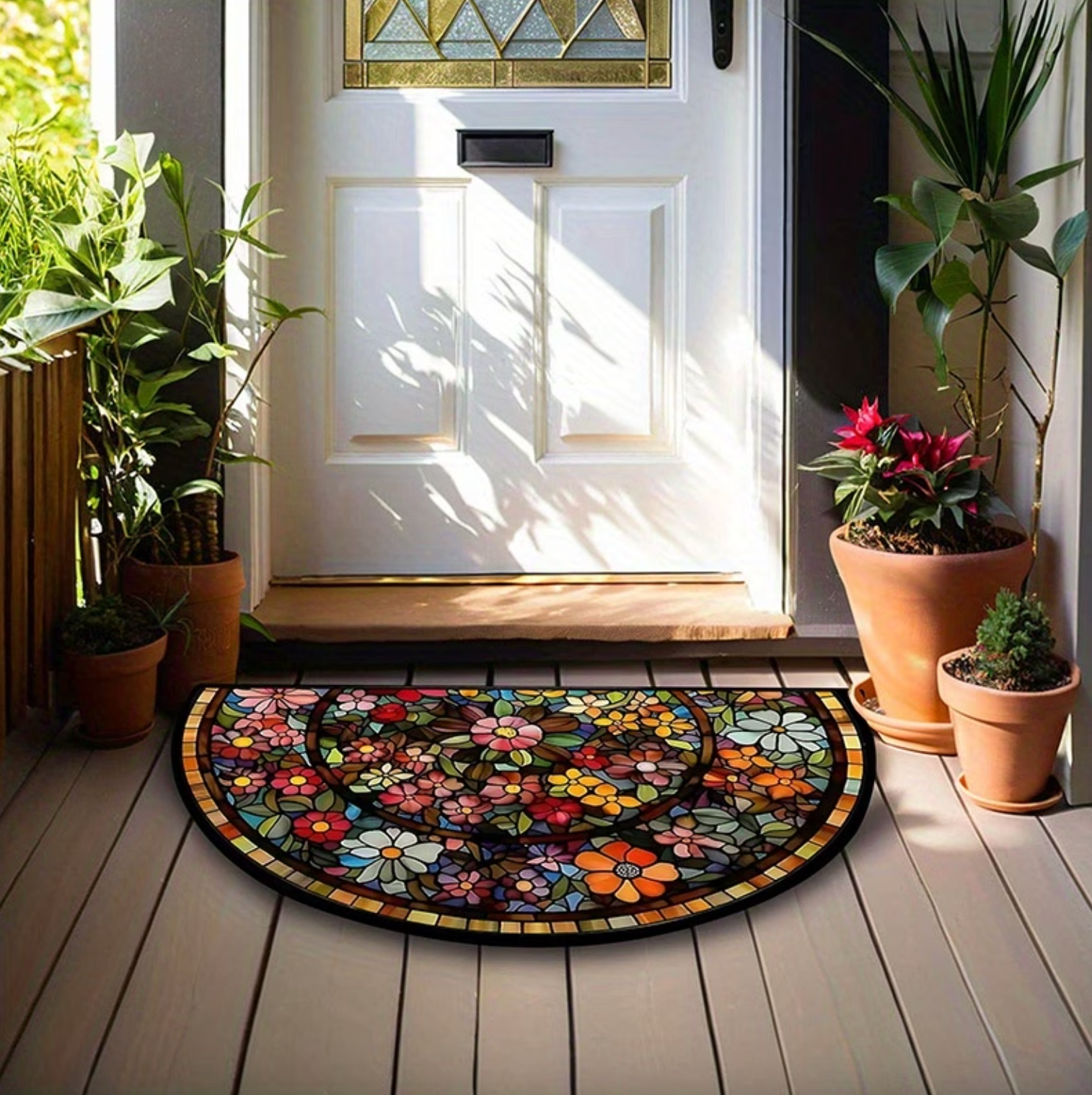 Bloomosaic™ - Stained Glass-Inspired Floral Entry Mat