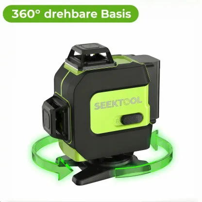 SEEKTOOL LX360 Pro – 4 × 360° grüner Kreuzlinienlaser, 16 Laserlinien