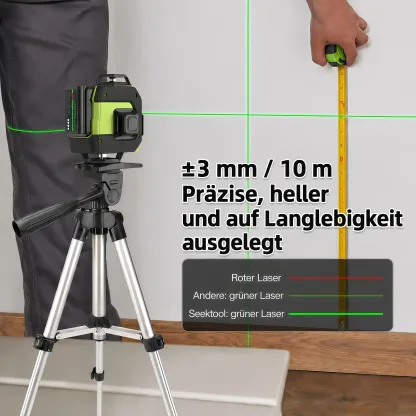 SEEKTOOL LX360 Pro – 4 × 360° grüner Kreuzlinienlaser, 16 Laserlinien