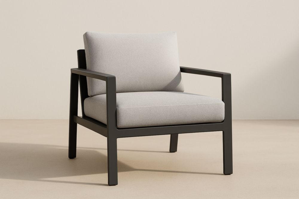 Sedia da giardino in alluminio con cuscini in poliestere grigi