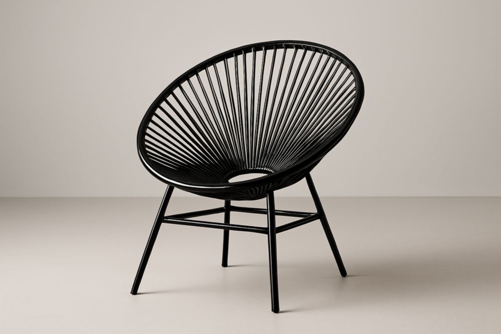 Sedia da giardino in acciaio verniciato e fibra sintetica nera