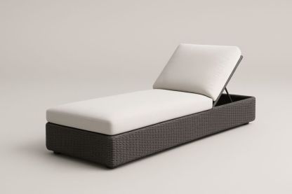 Chaise Longue con Cuscino Crema Regolabile, 200x70x30 cm