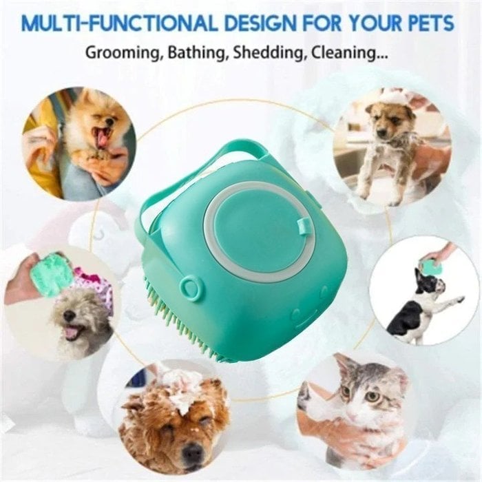 Bathroom Pet Bath Brush Massage Soft Silicone Comb Pet