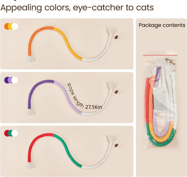 🔥HOT SALE 49% OFF😻3 pack Catnip chew rope toy – Natural, safe dental cleaner for indoor kittens