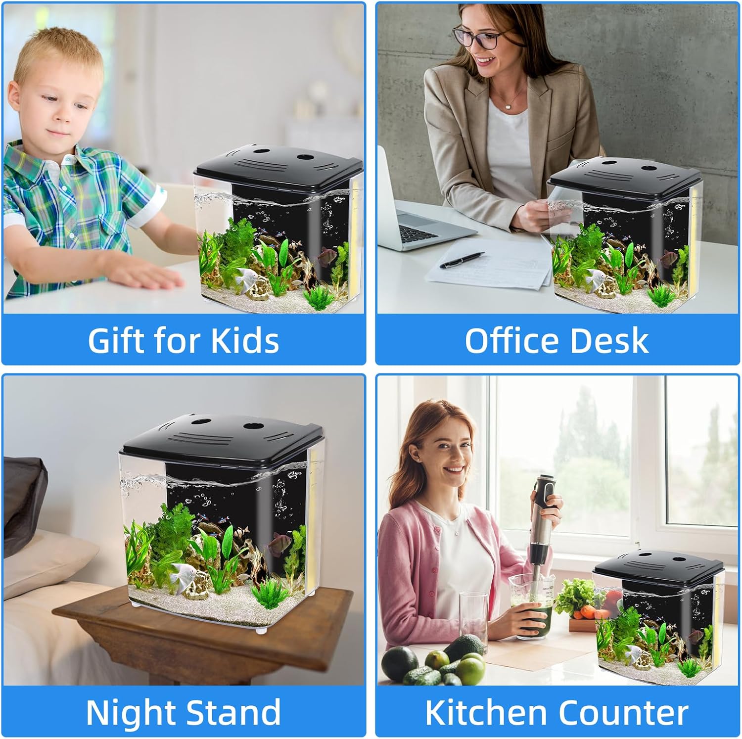 Aqueon LED MiniBow Small Aquarium Fish Tank Kit with SmartClean Technology