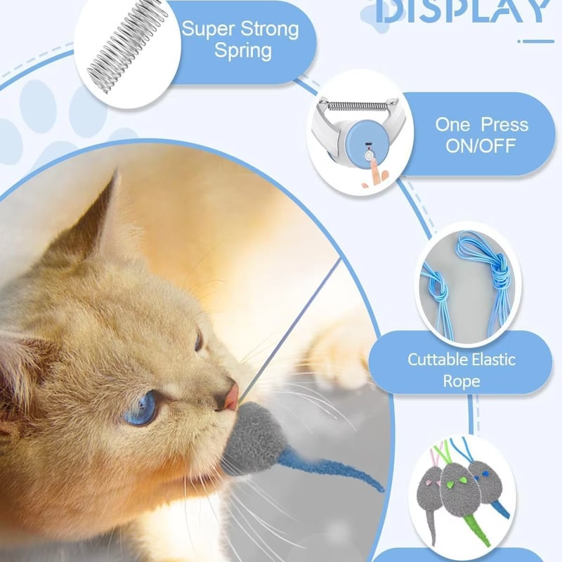 🐱 Automatic Flying Bird Cat Toy – Light Blue Interactive Wand for Indoor Kittens & Adults✨