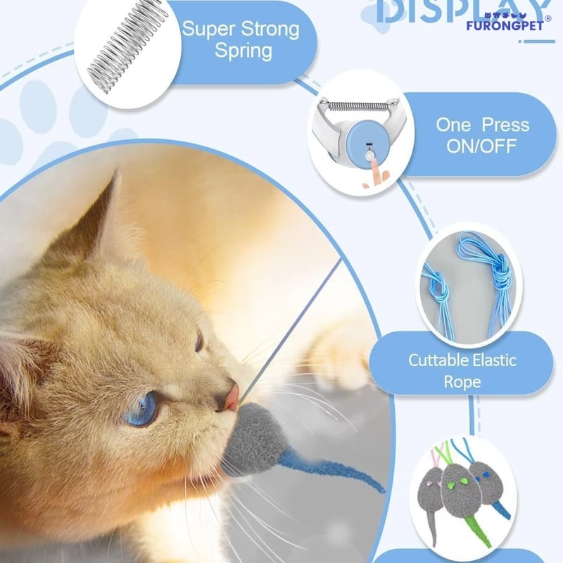 🐱 Automatic Flying Bird Cat Toy – Light Blue Interactive Wand for Indoor Kittens & Adults✨