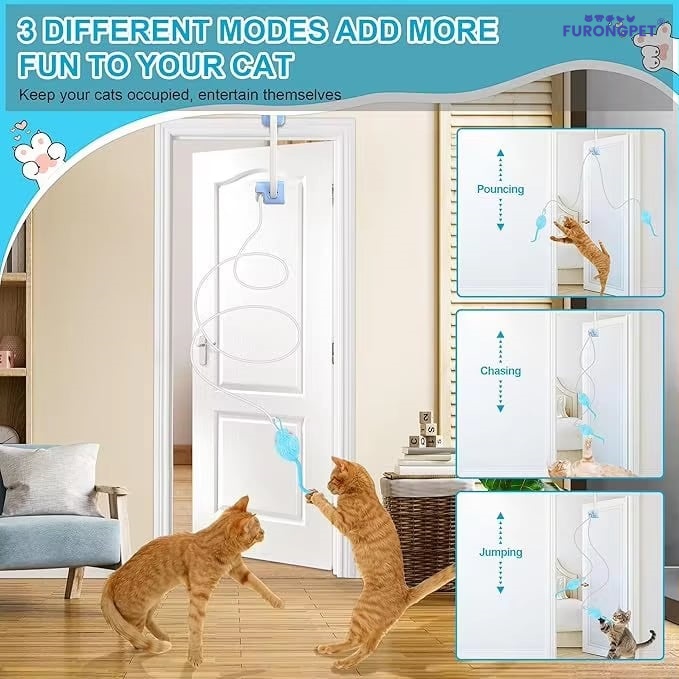 🐱 Automatic Flying Bird Cat Toy – Light Blue Interactive Wand for Indoor Kittens & Adults✨