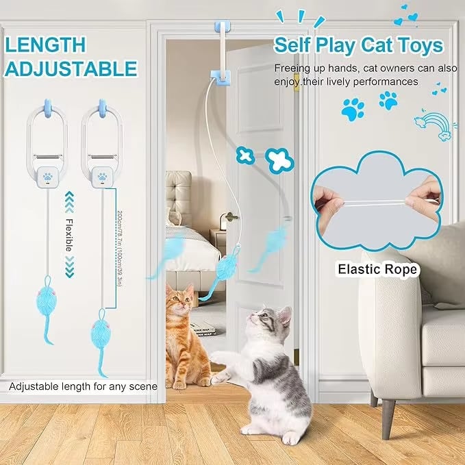🐱 Automatic Flying Bird Cat Toy – Light Blue Interactive Wand for Indoor Kittens & Adults✨