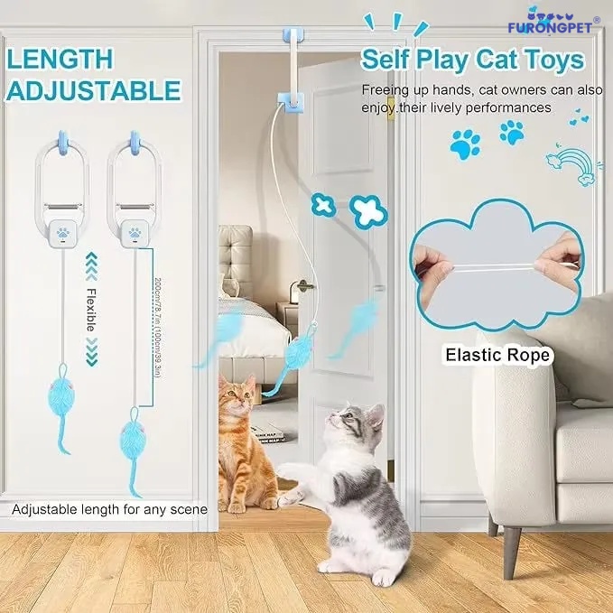 🐱 Automatic Flying Bird Cat Toy – Light Blue Interactive Wand for Indoor Kittens & Adults✨