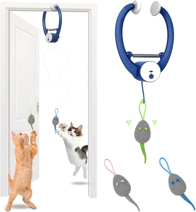 🐱 Automatic Flying Bird Cat Toy – Light Blue Interactive Wand for Indoor Kittens & Adults✨