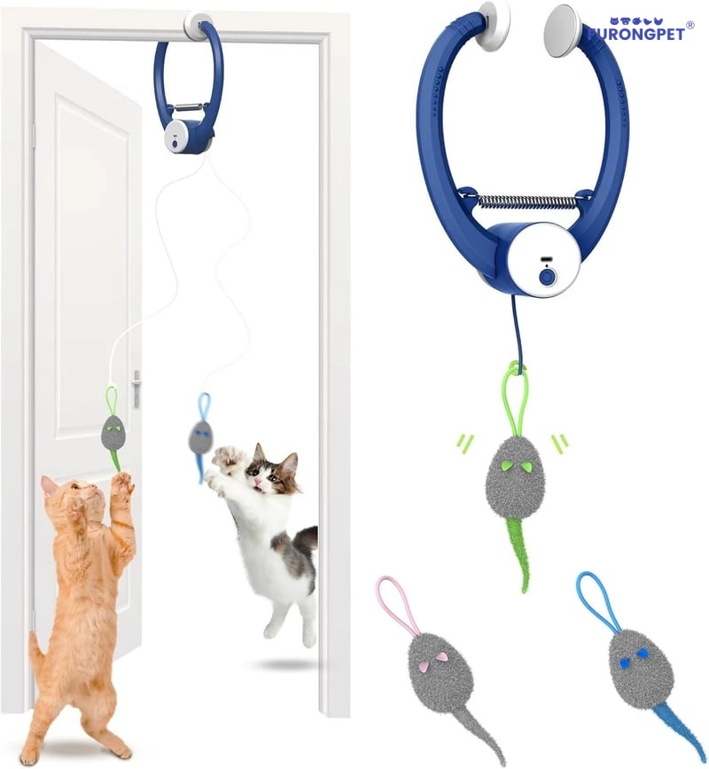 🐱 Automatic Flying Bird Cat Toy – Light Blue Interactive Wand for Indoor Kittens & Adults✨