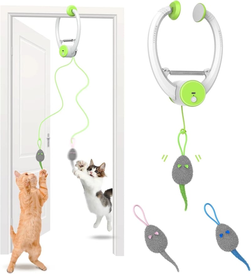 🐱 Automatic Flying Bird Cat Toy – Light Blue Interactive Wand for Indoor Kittens & Adults✨