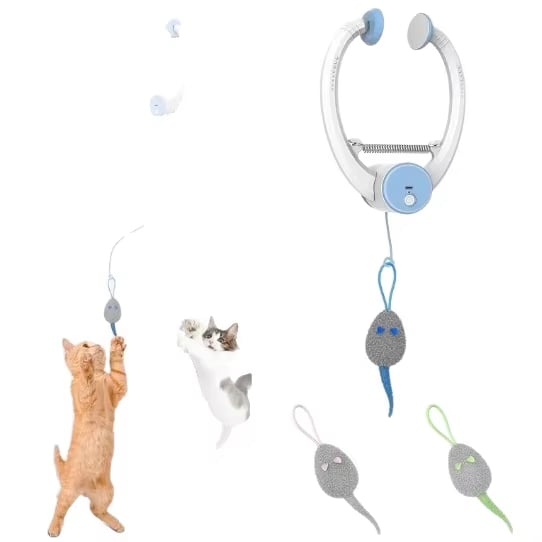 🐱 Automatic Flying Bird Cat Toy – Light Blue Interactive Wand for Indoor Kittens & Adults✨