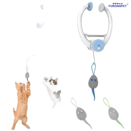 🐱 Automatic Flying Bird Cat Toy – Light Blue Interactive Wand for Indoor Kittens & Adults✨