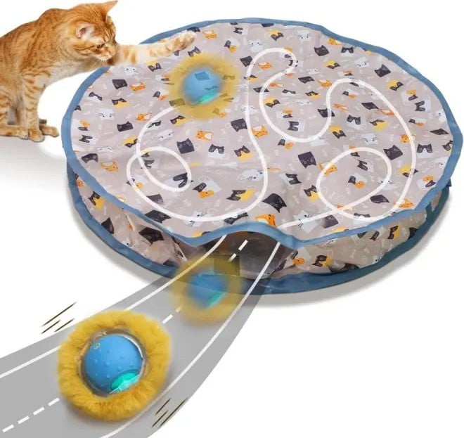 Hot Sales 50% OFF🔥-Interactive Cat Toys Ball Fast Rolling in Pouch