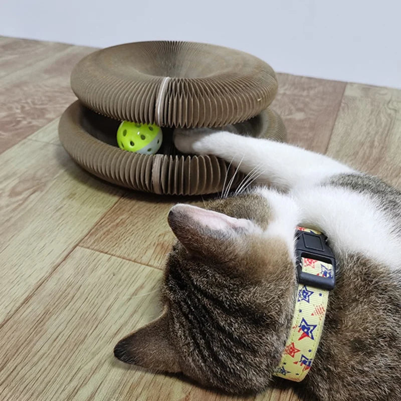 Magic Foldable Cat Scratching Board With Bell Accordion