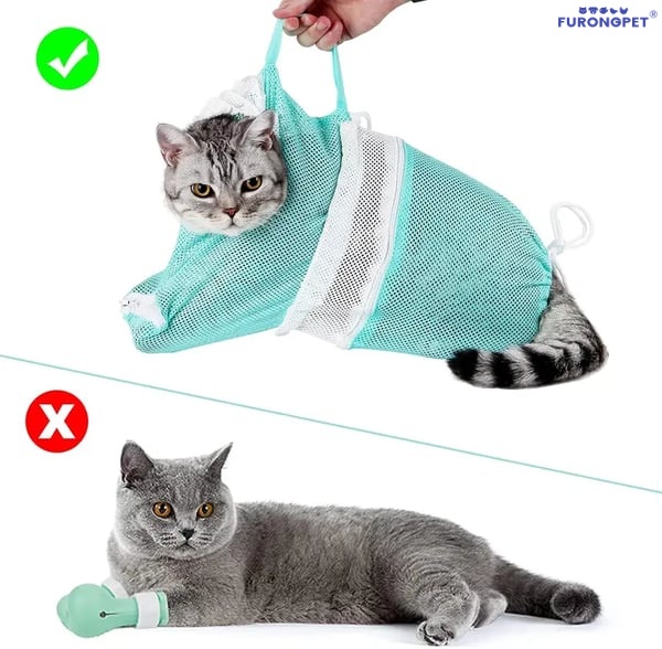 Cat Bathing Grooming Bag Set of 2