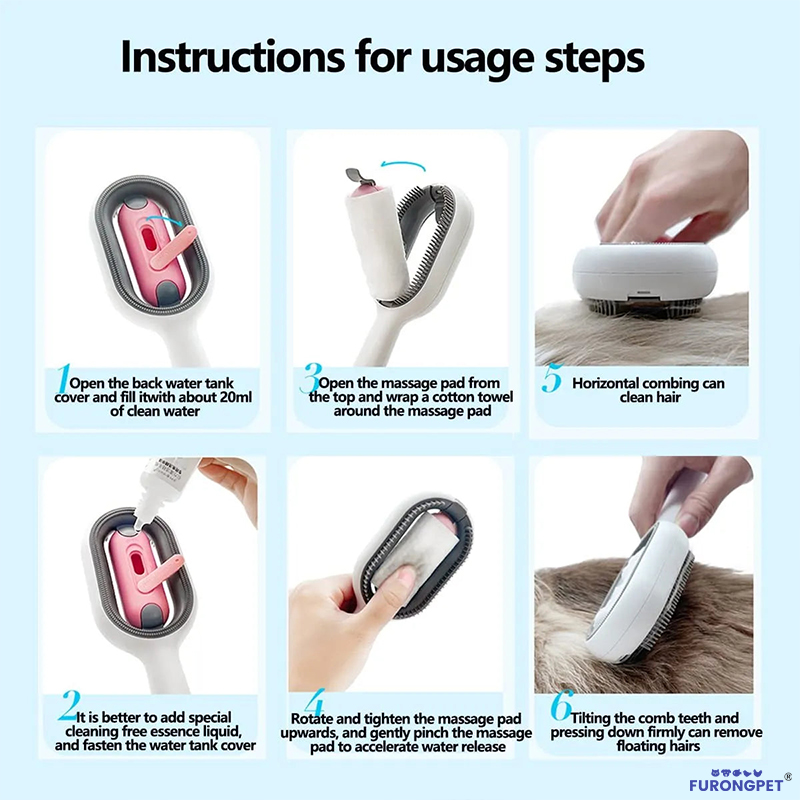 3-in-1 Pet Brush with Water Tank for Cats & Dogs