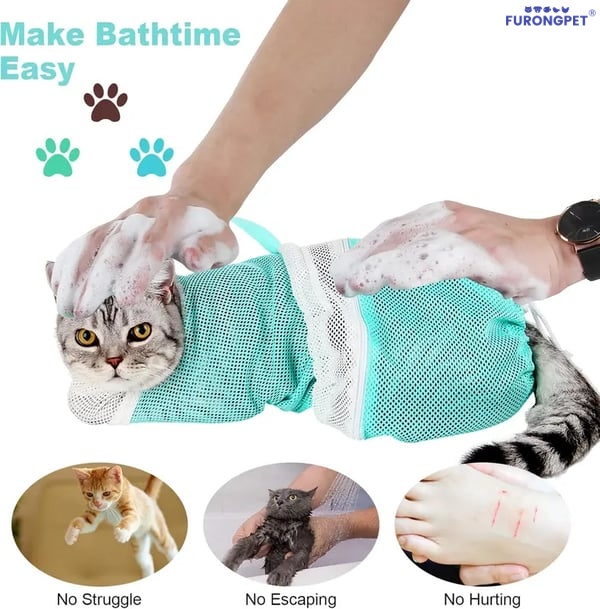 Cat Bathing Grooming Bag Set of 2