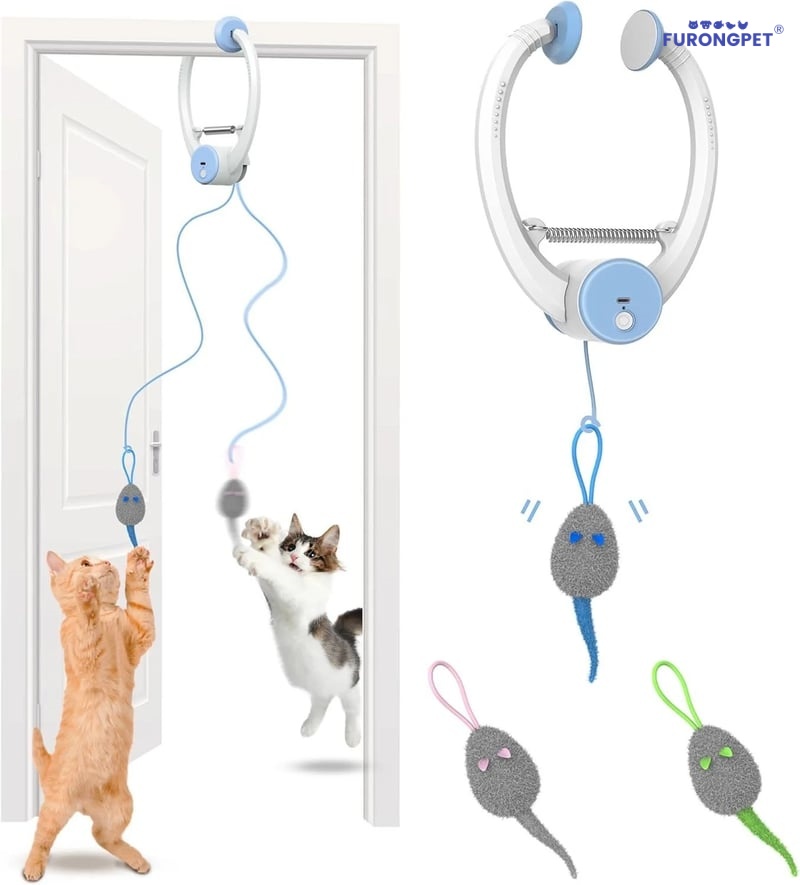 🐱 Automatic Flying Bird Cat Toy – Light Blue Interactive Wand for Indoor Kittens & Adults✨