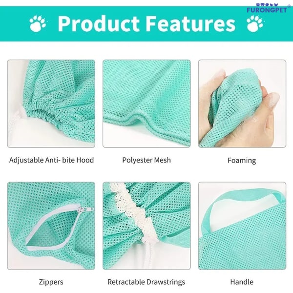 Cat Bathing Grooming Bag Set of 2