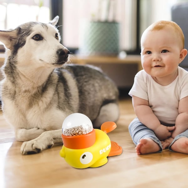 Little Yellow Duck Pet Feeder - Interactive Pecking Fun for Kids!