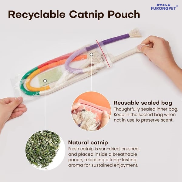 🔥HOT SALE 49% OFF😻3 pack Catnip chew rope toy – Natural, safe dental cleaner for indoor kittens