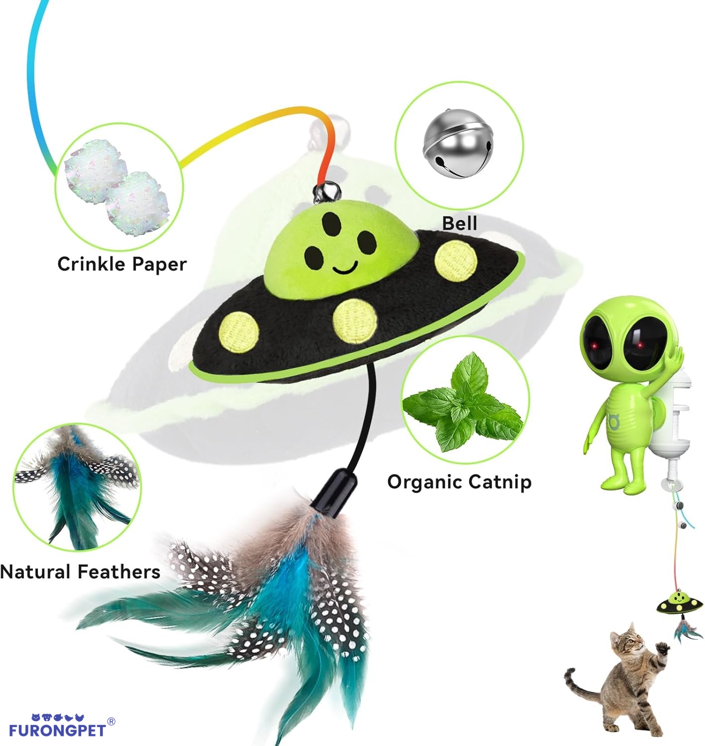🐱Laser Cat Toys for Indoor Cats🐈2 in 1 Interactive Automatic Dual Laser & Catnip UFO Dangler
