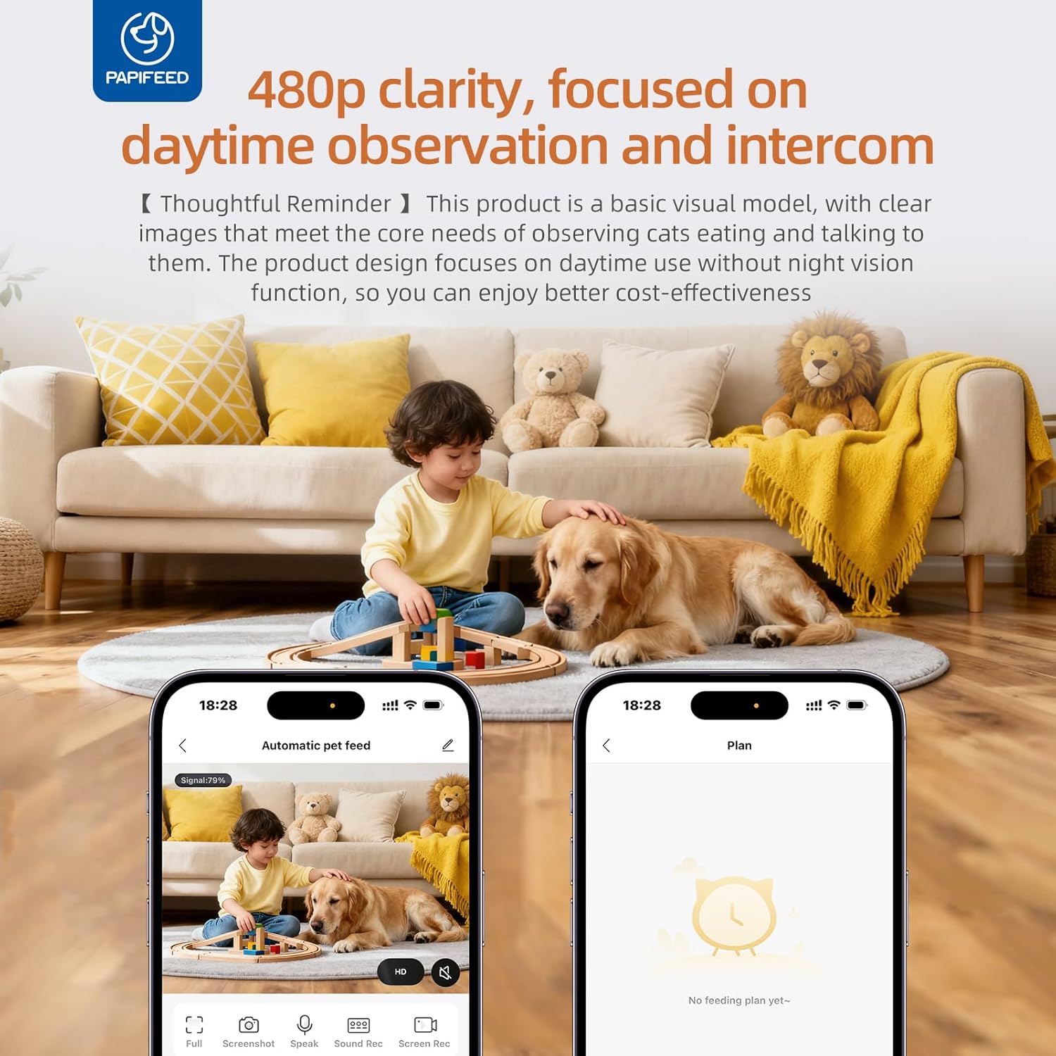 PAPIFEED Smart WiFi Automatic Cat Feeder 3.5L (15 Cups) with App Control & Stainless Steel Bowl