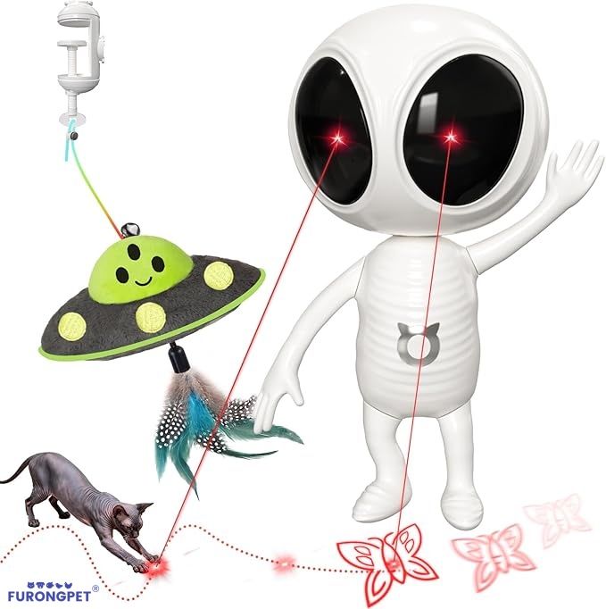 🐱Laser Cat Toys for Indoor Cats🐈2 in 1 Interactive Automatic Dual Laser & Catnip UFO Dangler