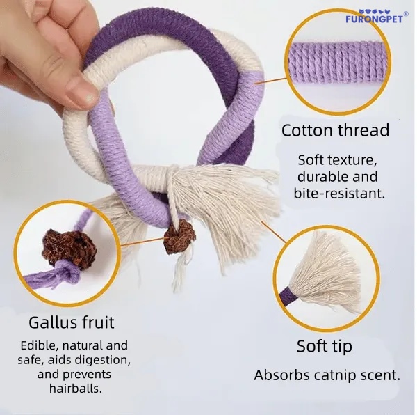 🔥HOT SALE 49% OFF😻3 pack Catnip chew rope toy – Natural, safe dental cleaner for indoor kittens