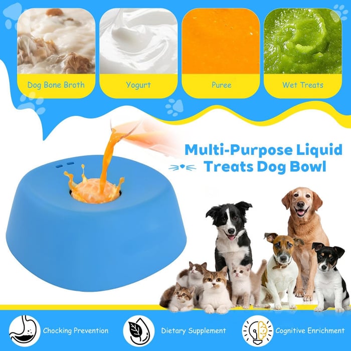 Exclusive Offer💥Slow Feeder Dog Bowls for Liquid Treat, Anti-Slip【Entertained Ball-in】 Bone Broth Dog Lick Bowl