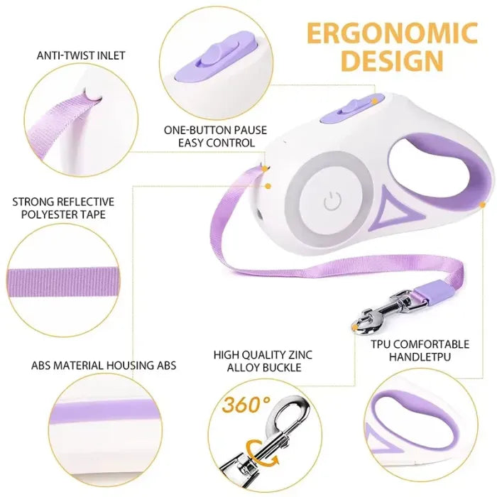 Automatisk LED-Hundkoppel med Ficklampa（196 in）