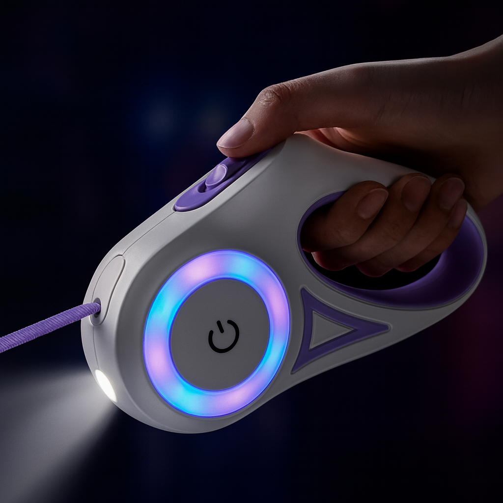 Automatisk LED-Hundkoppel med Ficklampa（196 in）