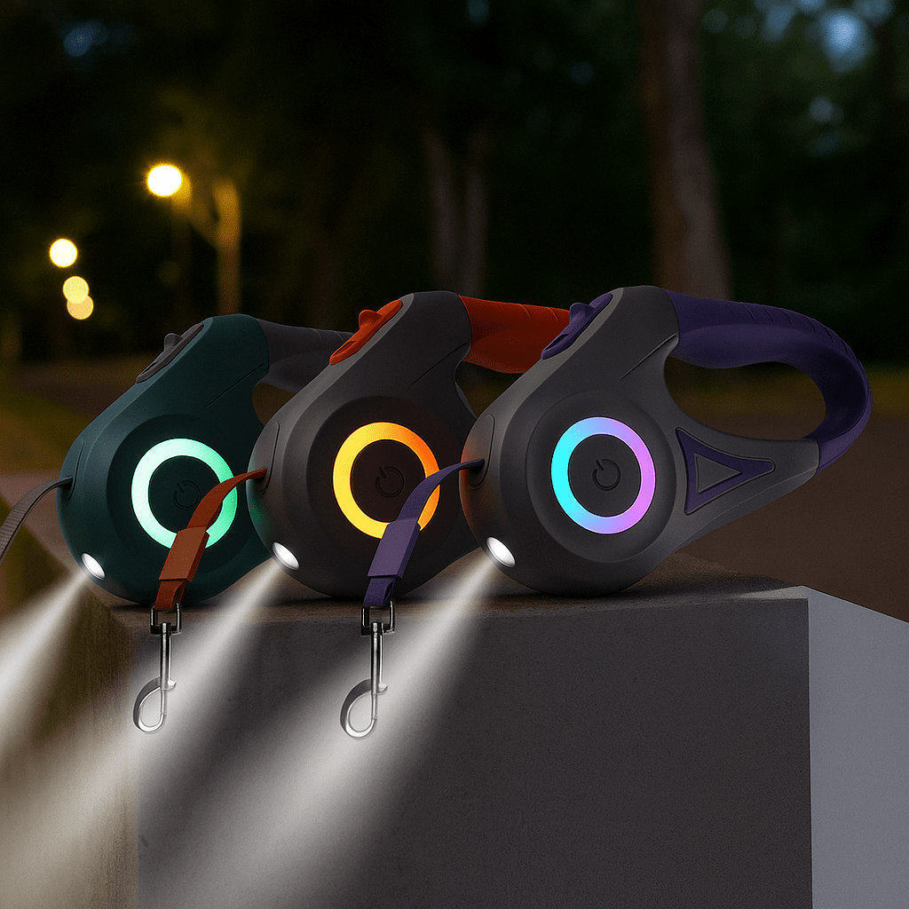 Automatisk LED-Hundkoppel med Ficklampa（196 in）