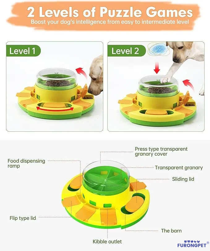 🐶Dog Puzzle Toy Mental Stimulation - Level 2 in 1 Dogs Food Puzzles Toys