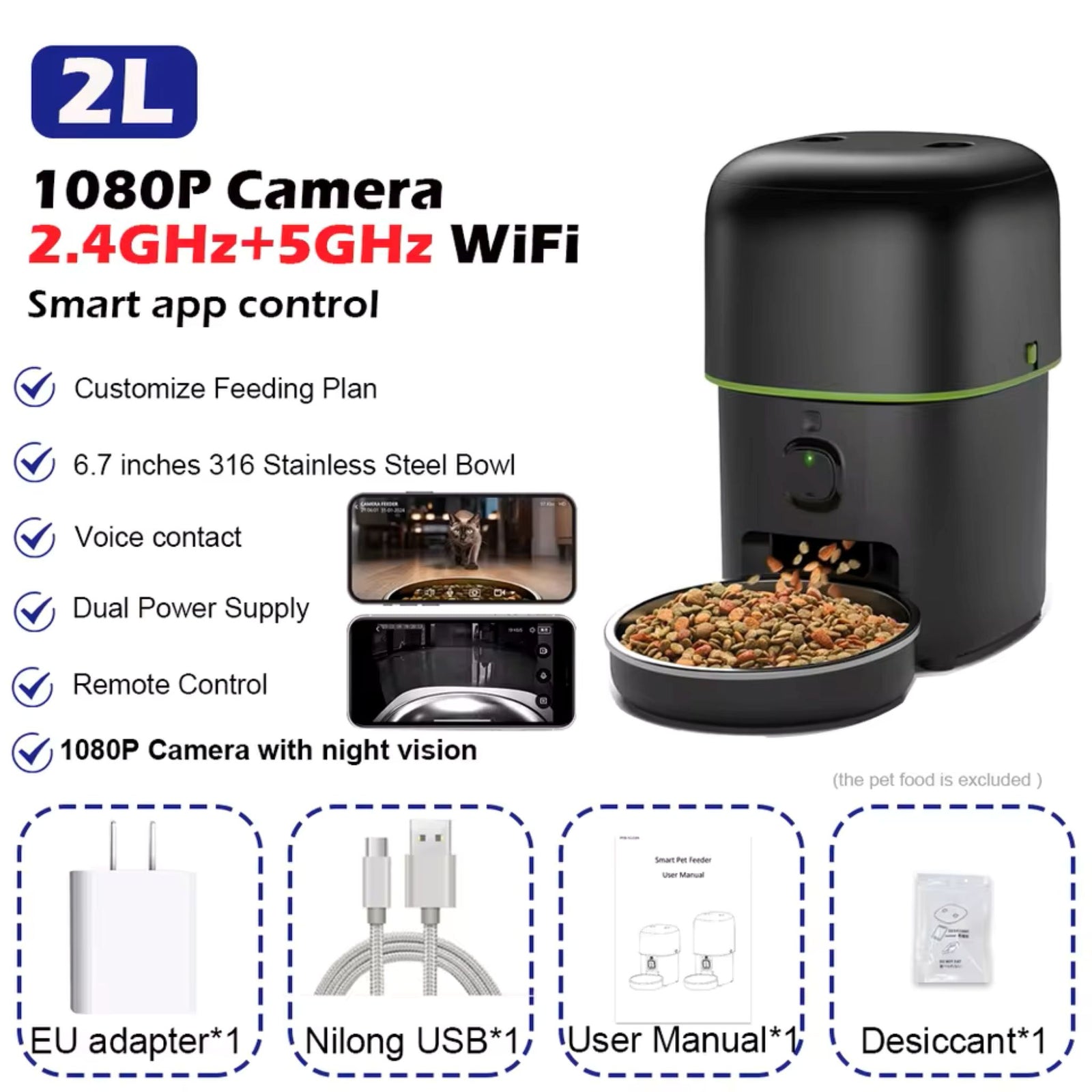 Automatic Cat Feeder Camera Pet Smart Cat Food