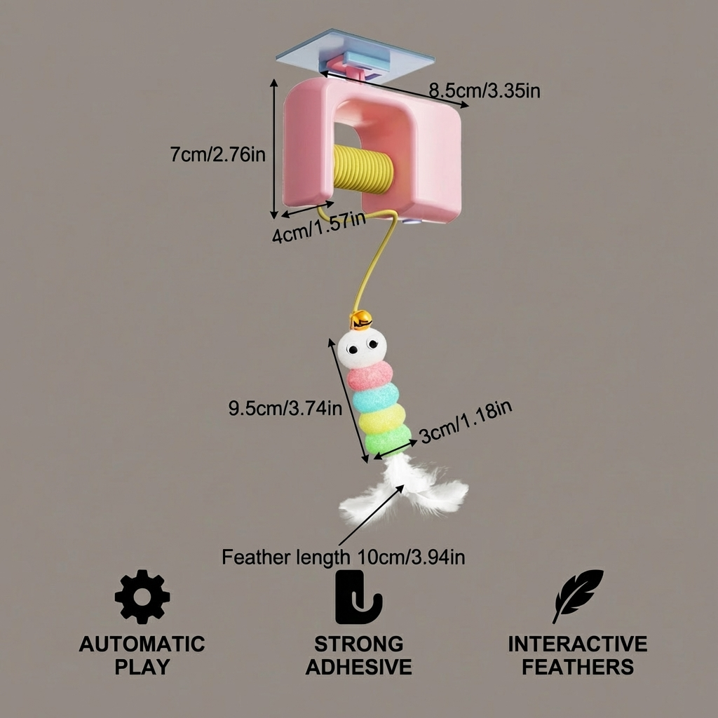 Interactive door yo-yo cat toy with self-play function
