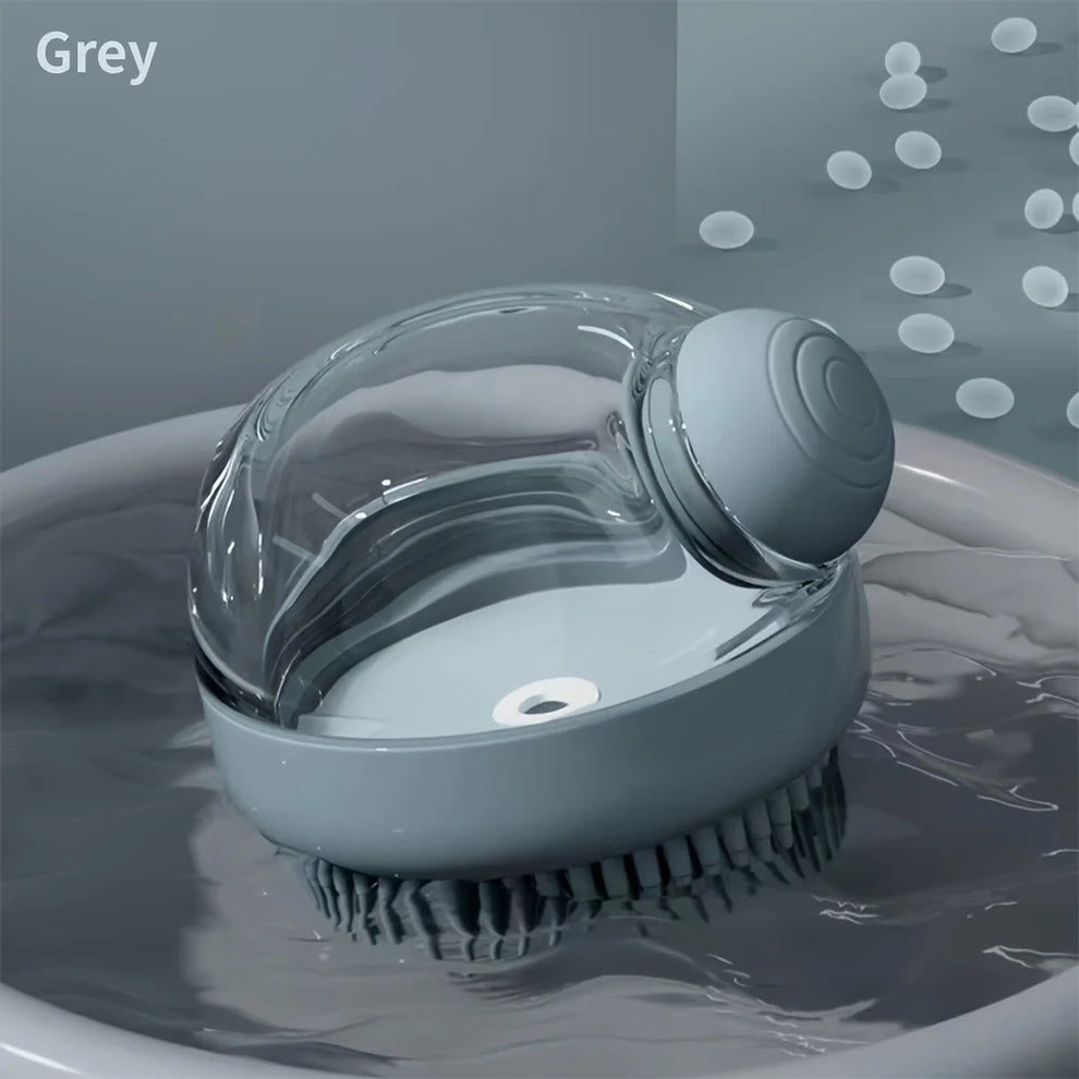 Dog Bath Brush with Soap Dispenser Silicone Bristle Pet