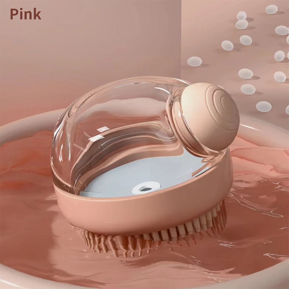 Dog Bath Brush with Soap Dispenser Silicone Bristle Pet
