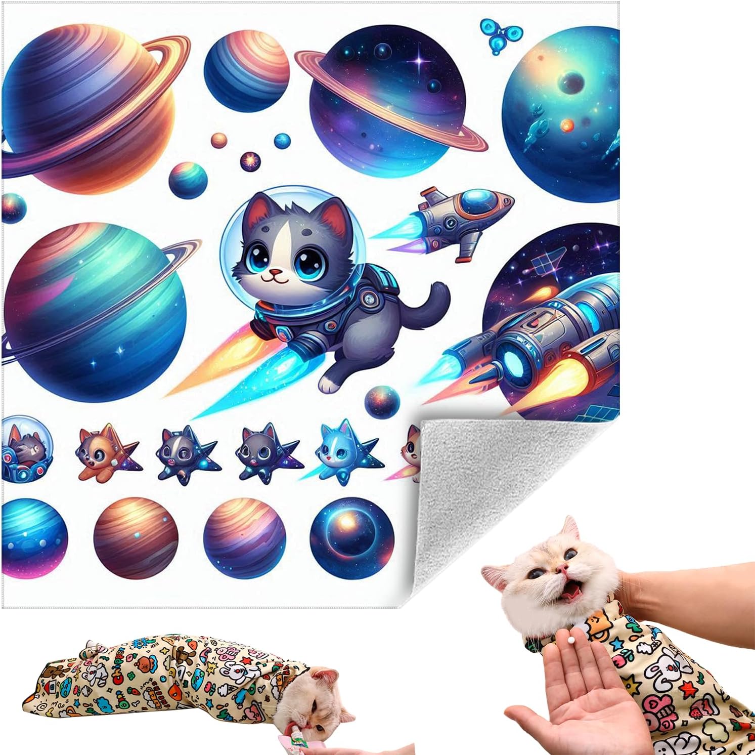 Cat Grooming Wrap, Self-Adherent Soft Cat Blanket to Wrap